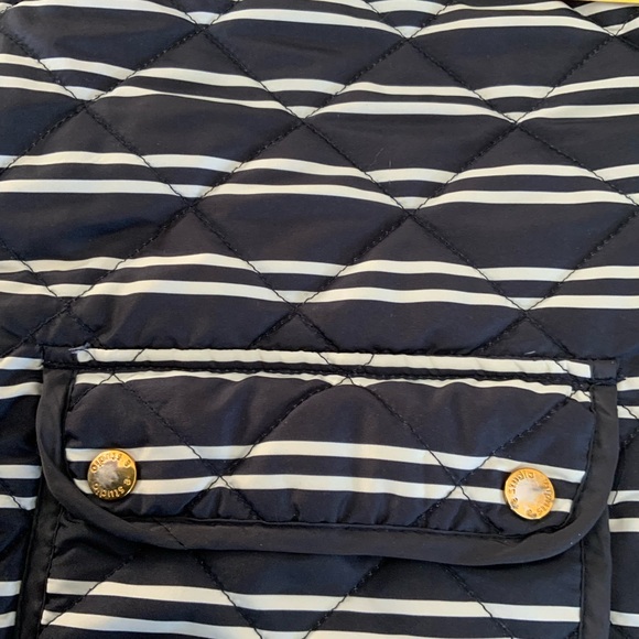 E Studio Woman plus size Puffer Body Warmer in Navy Blue/white Stripe - Picture 6 of 6